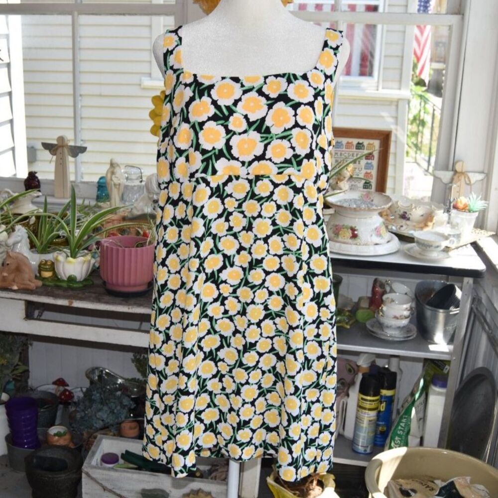 Diane von Furstenberg x Target Poppy Floral Shift Dress Size 12 Yellow Mini
